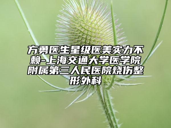 方勇醫(yī)生星級(jí)醫(yī)美實(shí)力不賴-上海交通大學(xué)醫(yī)學(xué)院附屬第三人民醫(yī)院燒傷整形外科