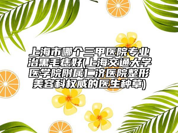 上海市哪個(gè)三甲醫(yī)院專(zhuān)業(yè)治黑毛痣好(上海交通大學(xué)醫(yī)學(xué)院附屬仁濟(jì)醫(yī)院整形美容科權(quán)威的醫(yī)生種草)