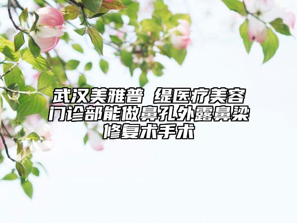 武漢美雅普玥緹醫(yī)療美容門診部能做鼻孔外露鼻梁修復(fù)術(shù)手術(shù)