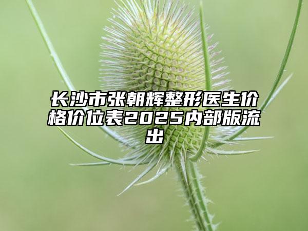 長沙市張朝輝整形醫(yī)生價格價位表2025內(nèi)部版流出