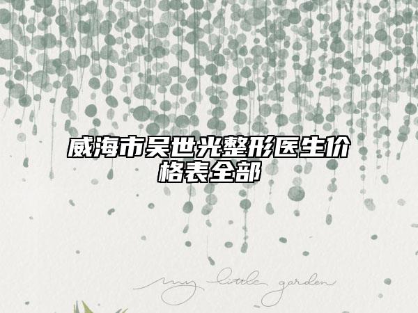 威海市吳世光整形醫(yī)生價格表全部