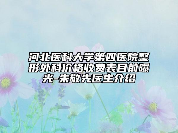 河北醫(yī)科大學第四醫(yī)院整形外科價格收費表目前曝光-朱敬先醫(yī)生介紹