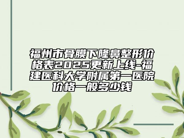 福州市骨膜下隆鼻整形價格表2025更新上線-福建醫(yī)科大學(xué)附屬第一醫(yī)院價格一般多少錢