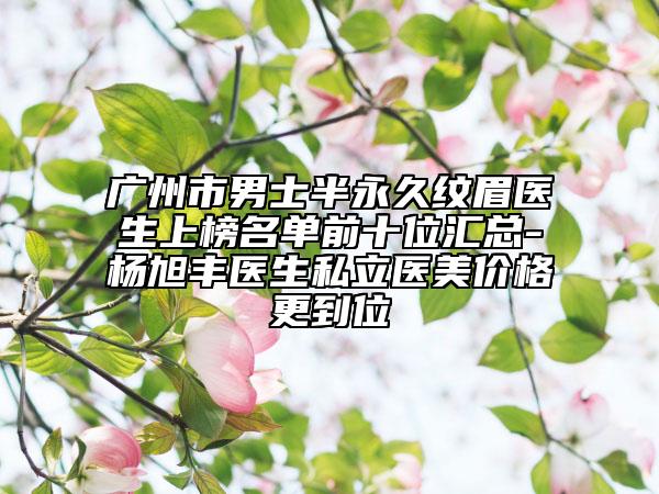 廣州市男士半永久紋眉醫(yī)生上榜名單前十位匯總-楊旭豐醫(yī)生私立醫(yī)美價(jià)格更到位