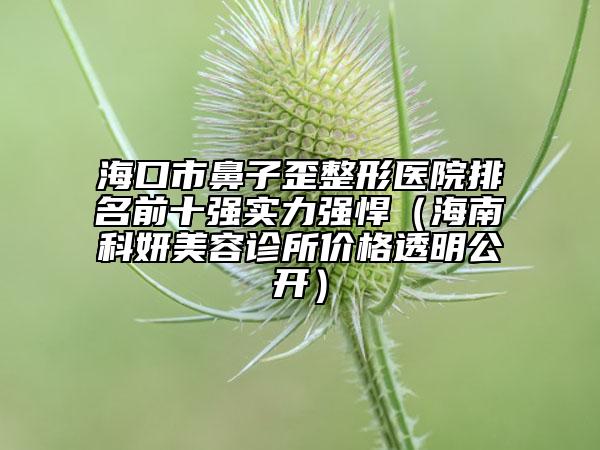 海口市鼻子歪整形醫(yī)院排名前十強實力強悍（海南科妍美容診所價格透明公開）