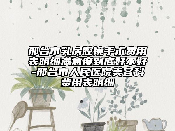 邢臺(tái)市乳房腔鏡手術(shù)費(fèi)用表明細(xì)滿意度到底好不好-邢臺(tái)市人民醫(yī)院美容科費(fèi)用表明細(xì)
