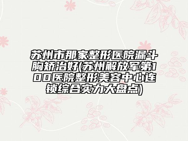 蘇州市那家整形醫(yī)院漏斗胸矯治好(蘇州解放軍第100醫(yī)院整形美容中心連鎖綜合實力大盤點)