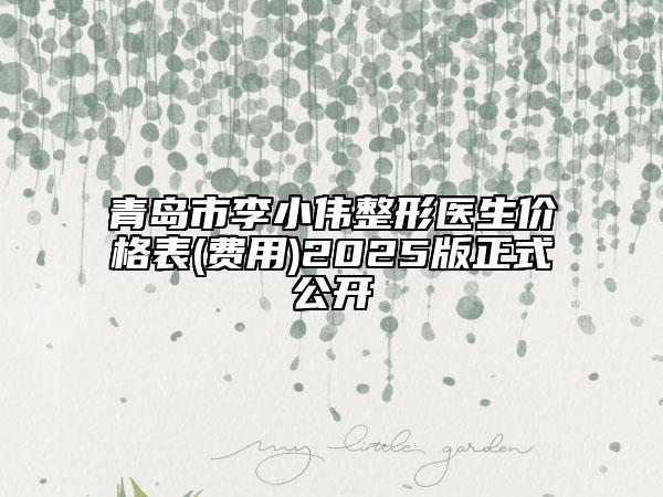 青島市李小偉整形醫(yī)生價格表(費用)2025版正式公開