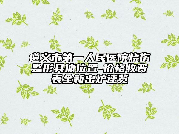 遵義市第一人民醫(yī)院燒傷整形具體位置-價格收費表全新出爐速覽