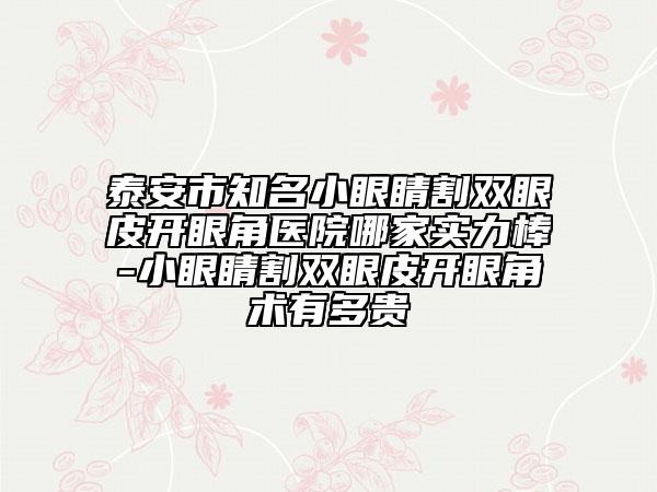 泰安市知名小眼睛割雙眼皮開眼角醫(yī)院哪家實力棒-小眼睛割雙眼皮開眼角術(shù)有多貴