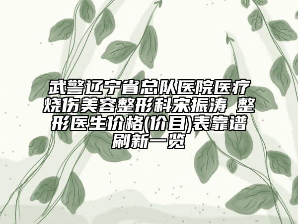 武警遼寧省總隊醫(yī)院醫(yī)療燒傷美容整形科宋振濤?整形醫(yī)生價格(價目)表靠譜刷新一覽