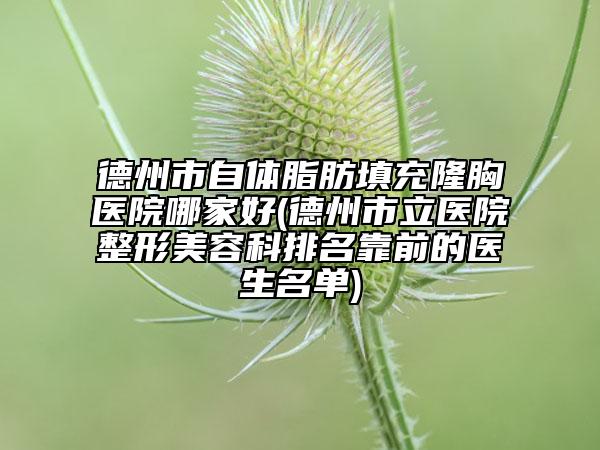 德州市自體脂肪填充隆胸醫(yī)院哪家好(德州市立醫(yī)院整形美容科排名靠前的醫(yī)生名單)
