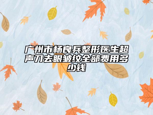 廣州市楊良兵整形醫(yī)生超聲刀去眼皺紋全部費(fèi)用多少錢