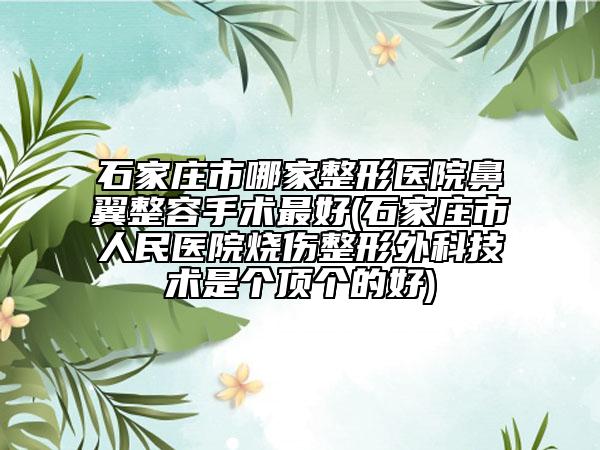 石家莊市哪家整形醫(yī)院鼻翼整容手術(shù)最好(石家莊市人民醫(yī)院燒傷整形外科技術(shù)是個(gè)頂個(gè)的好)