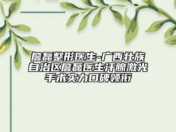 詹磊整形醫(yī)生-廣西壯族自治區(qū)詹磊醫(yī)生汗腺激光手術(shù)實力口碑領(lǐng)銜