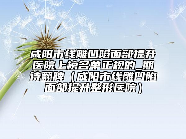 咸陽市線雕凹陷面部提升醫(yī)院上榜名單正規(guī)的_期待翻牌（咸陽市線雕凹陷面部提升整形醫(yī)院）