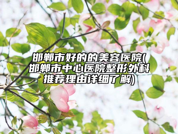 邯鄲市好的的美容醫(yī)院(邯鄲市中心醫(yī)院整形外科推薦理由詳細(xì)了解)
