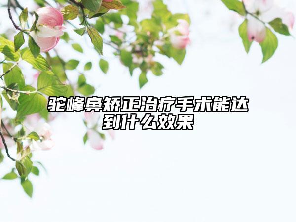 駝峰鼻矯正治療手術(shù)能達到什么效果