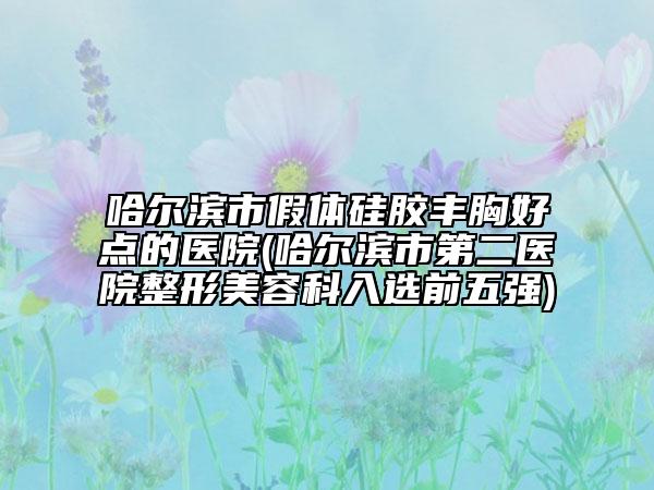 哈爾濱市假體硅膠豐胸好點(diǎn)的醫(yī)院(哈爾濱市第二醫(yī)院整形美容科入選前五強(qiáng))