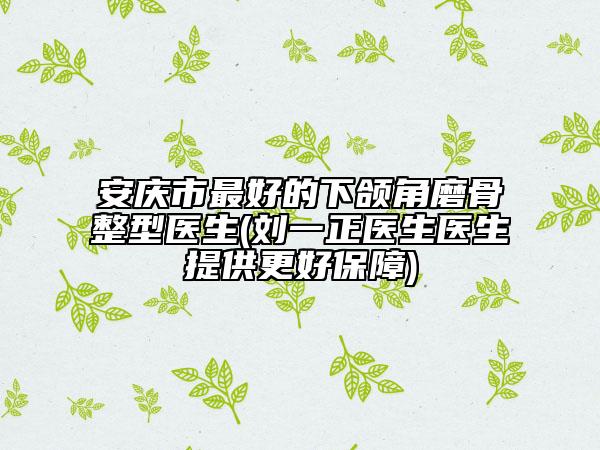 安慶市最好的下頜角磨骨整型醫(yī)生(劉一正醫(yī)生醫(yī)生提供更好保障)