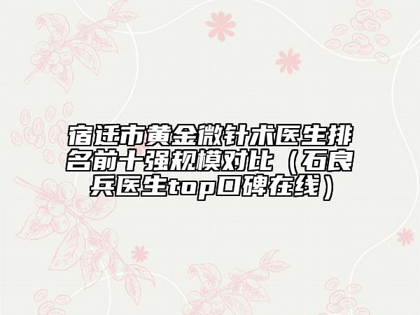宿遷市黃金微針術(shù)醫(yī)生排名前十強(qiáng)規(guī)模對比（石良兵醫(yī)生top口碑在線）