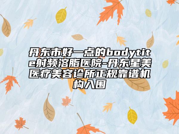 丹東市好一點(diǎn)的bodytite射頻溶脂醫(yī)院-丹東星美醫(yī)療美容診所正規(guī)靠譜機(jī)構(gòu)入圍