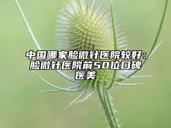 中國(guó)哪家臉微針醫(yī)院較好：臉微針醫(yī)院前50位口碑醫(yī)美