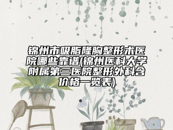 錦州市吸脂隆胸整形術醫(yī)院哪些靠譜(錦州醫(yī)科大學附屬第三醫(yī)院整形外科含價格一覽表)