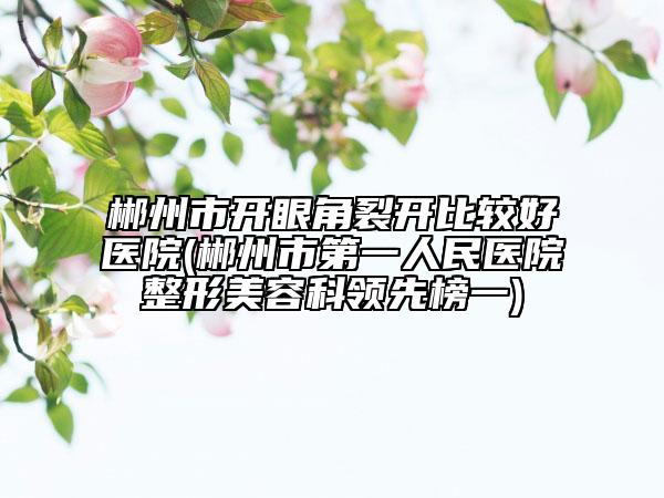 郴州市開眼角裂開比較好醫(yī)院(郴州市第一人民醫(yī)院整形美容科領(lǐng)先榜一)