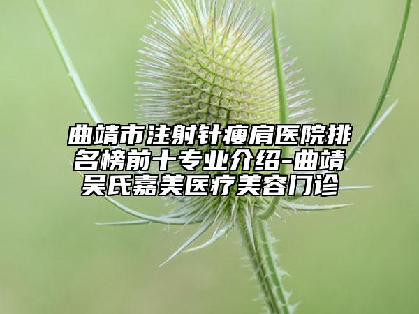 曲靖市注射針瘦肩醫(yī)院排名榜前十專業(yè)介紹-曲靖吳氏嘉美醫(yī)療美容門診