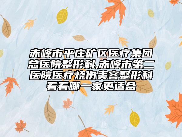 赤峰市平莊礦區(qū)醫(yī)療集團總醫(yī)院整形科,赤峰市第二醫(yī)院醫(yī)療燒傷美容整形科看看哪一家更適合