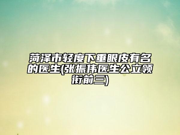 菏澤市輕度下垂眼皮有名的醫(yī)生(張振偉醫(yī)生公立領(lǐng)銜前三)
