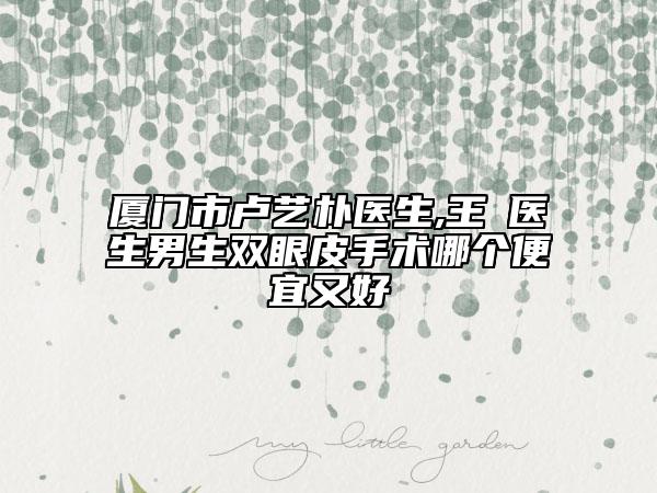 廈門市盧藝樸醫(yī)生,王珺醫(yī)生男生雙眼皮手術(shù)哪個便宜又好