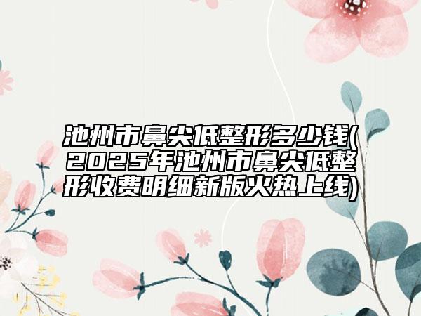 池州市鼻尖低整形多少錢(2025年池州市鼻尖低整形收費(fèi)明細(xì)新版火熱上線)