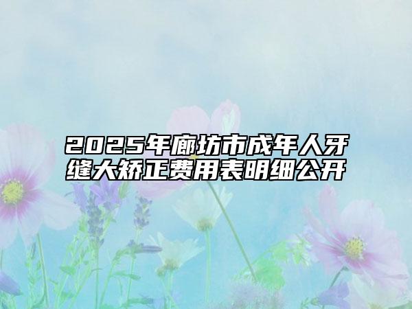 2025年廊坊市成年人牙縫大矯正費(fèi)用表明細(xì)公開(kāi)