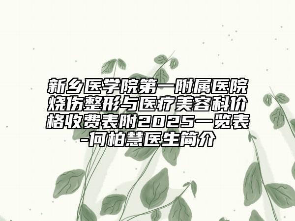 新鄉(xiāng)醫(yī)學(xué)院第一附屬醫(yī)院燒傷整形與醫(yī)療美容科價(jià)格收費(fèi)表附2025一覽表-何柏慧醫(yī)生簡(jiǎn)介
