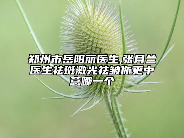 鄭州市岳陽麗醫(yī)生,張?jiān)绿m醫(yī)生祛斑激光祛皺你更中意哪一個(gè)