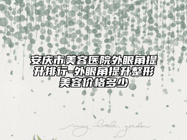 安慶市美容醫(yī)院外眼角提升排行-外眼角提升整形美容價(jià)格多少