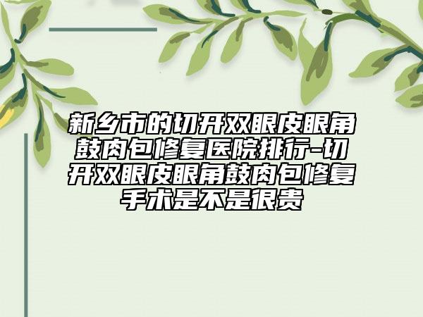 新鄉(xiāng)市的切開雙眼皮眼角鼓肉包修復醫(yī)院排行-切開雙眼皮眼角鼓肉包修復手術(shù)是不是很貴