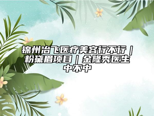 錦州冶飛醫(yī)療美容行不行｜粉黛眉項(xiàng)目｜金隆秀醫(yī)生中不中