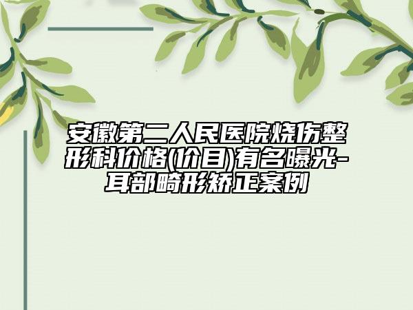 安徽第二人民醫(yī)院燒傷整形科價格(價目)有名曝光-耳部畸形矯正案例