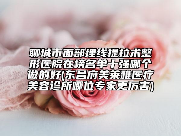 聊城市面部埋線提拉術(shù)整形醫(yī)院在榜名單十強(qiáng)哪個做的好(東昌府美萊雅醫(yī)療美容診所哪位專家更厲害)