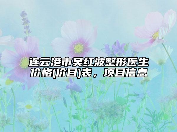 連云港市吳紅波整形醫(yī)生價格(價目)表，項目信息