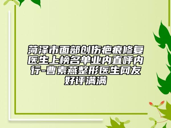 菏澤市面部創(chuàng)傷疤痕修復醫(yī)生上榜名單業(yè)內(nèi)直呼內(nèi)行-曹素燕整形醫(yī)生網(wǎng)友好評滿滿