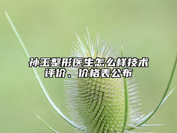 孫玉整形醫(yī)生怎么樣技術(shù)評(píng)價(jià)、價(jià)格表公布