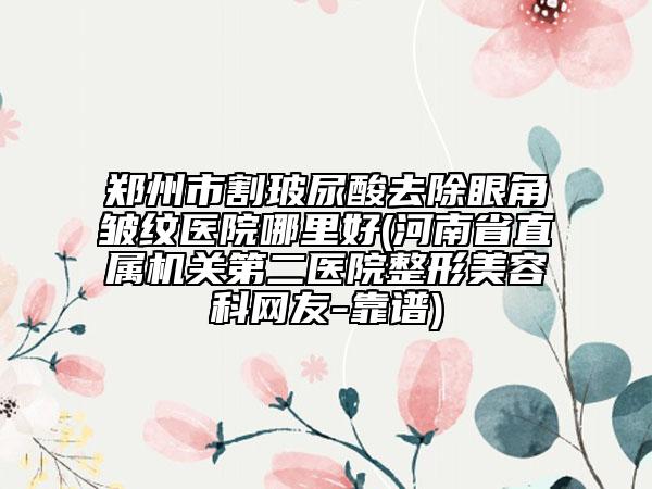 鄭州市割玻尿酸去除眼角皺紋醫(yī)院哪里好(河南省直屬機(jī)關(guān)第二醫(yī)院整形美容科網(wǎng)友-靠譜)