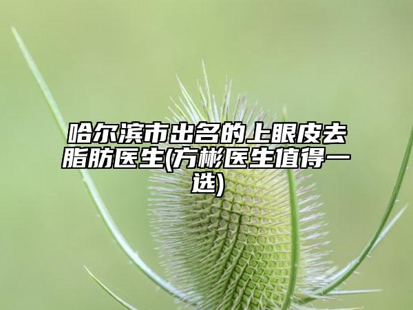 哈爾濱市出名的上眼皮去脂肪醫(yī)生(方彬醫(yī)生值得一選)
