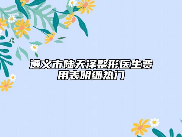 遵義市陸天澤整形醫(yī)生費(fèi)用表明細(xì)熱門