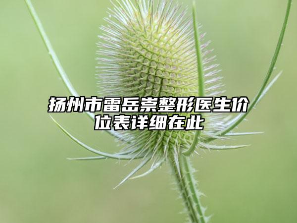 揚(yáng)州市雷岳崇整形醫(yī)生價位表詳細(xì)在此