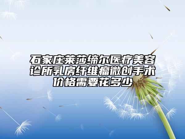 石家莊萊莎締爾醫(yī)療美容診所乳房纖維瘤微創(chuàng)手術(shù)價格需要花多少